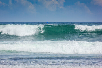 Fototapeta premium View of ocean waves in Slili Beach, located on Gunung Kidul, Yogyakarta 