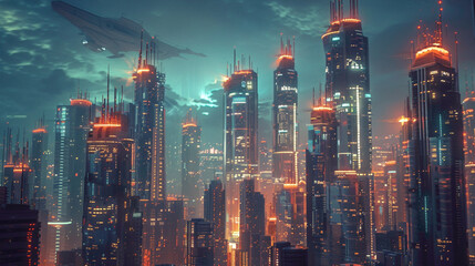 abstract futuristic city. beautiful city images concept. - Powered by Adobe