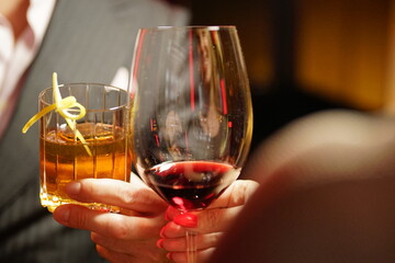 Cheers, cocktail and wine glasses