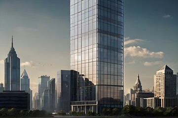 Obraz premium urban landscape glass skyscrapers modern architecture downtown commercial real estate