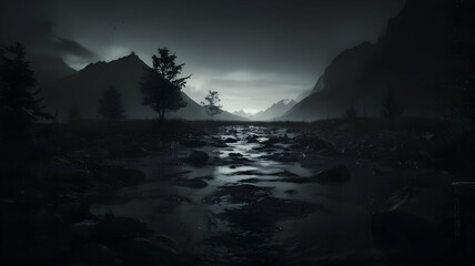 Dramatic noir dark nature landscape