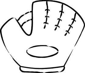 筆書きスポーツ用品イラスト　野球グローブ　ミット