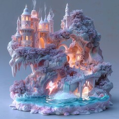 The image is a beautiful depiction of a fantasy castle
