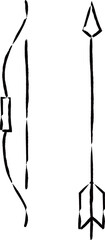 筆書きスポーツ用品イラスト　弓道