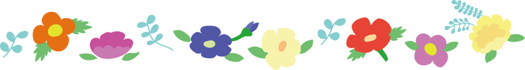 シンプルな花と葉のフレーム
