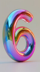 Obraz premium This digital artwork features an abstract fluid shape resembling the number 6, adorned with a captivating gradient color scheme, set against a serene grey background. 