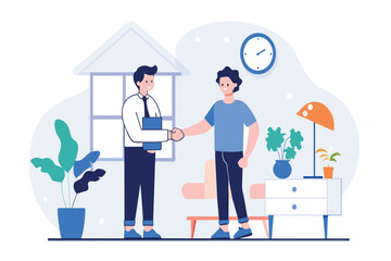 Cartoon representation of a professional meeting with a handshake