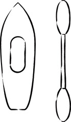 筆書きスポーツ用品イラスト　手漕ぎボート