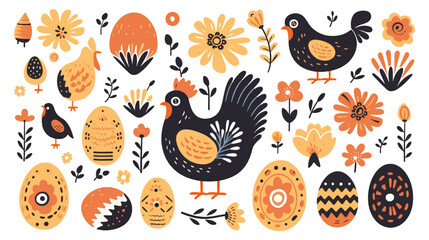Happy easter egg hand drawn seamless pattern gouache illustration seasonal funny, cute, colorful