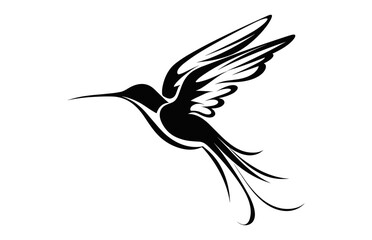 Hummingbird Silhouette Vector art, Flying Hummingbird Silhouette black Clip art isolated on a white background