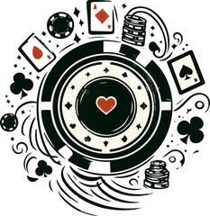 Obraz premium Poker illustration created by artificial intelligence. 