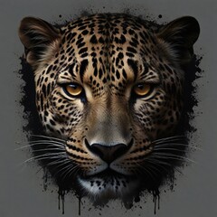 leopard head illustration, design for t-shirts, posters, stickers. Generative AI animal theme design.