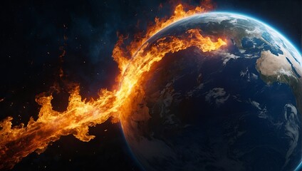 a planet burning with climate change