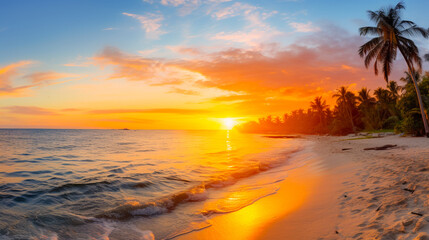 Beautiful sunrise beach landscape of horizontal