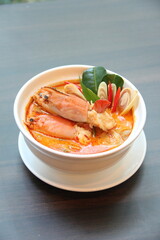 tasty spicy prawn soup or Tom yum kung or Tom yum goong in thai language, one of the most popular...