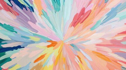 A DIY nursery wall art project showing a burst of abstract colors, resembling a gentle explosion of pastels