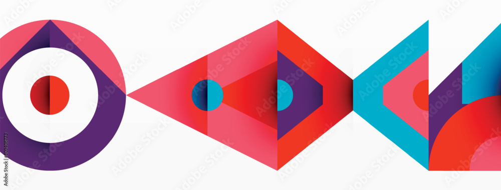 Aufkleber a creative arts logo featuring a circle with triangles in magenta and electric blue on a white backg