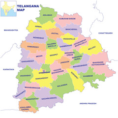 Obraz premium Telangana map vector illustration with white background