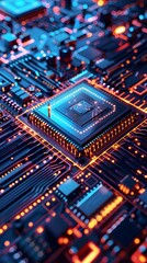 Obraz premium Working for Chiplets Technology image in the future, And hight tecnology. It is a 3D image from a real image.