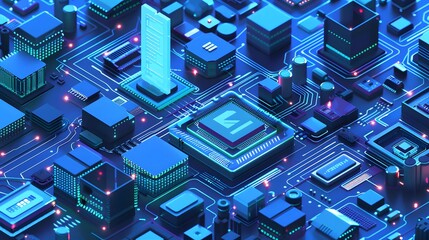 Working for Chiplets Technology image in the future, And hight tecnology. It is a 3D image from a real image.