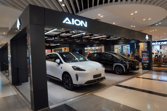 Bangkok, Thailand, 10 May 2024 Aion is the Chinese electric car brand of GAC Group, launched in 2018, as a Chinese state-owned automobile manufacturer.