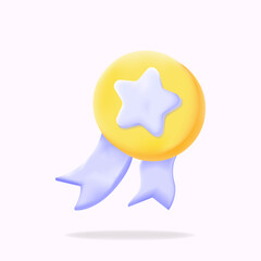 star medal badge for winners 3d vector illustration icon