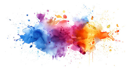 Fototapeta premium Multicolored splash watercolor blot on white and transparent background