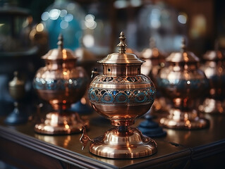 Still life art photography concept with antique samovar