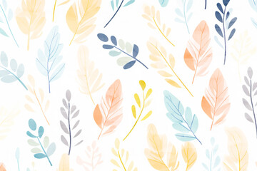 植物柄　水彩背景