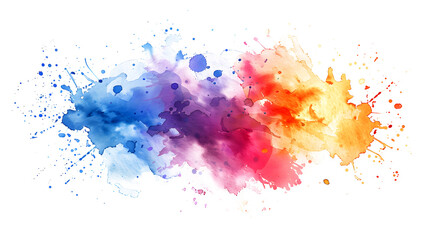 Fototapeta premium Multicolored splash watercolor blot on white and transparent background