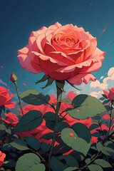 A grace fully simple beautiful pink rose flower generative AI