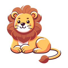 Cartoon lion flat style isolated on solid white background