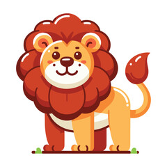 Fototapeta premium Cartoon lion flat style isolated on solid white background