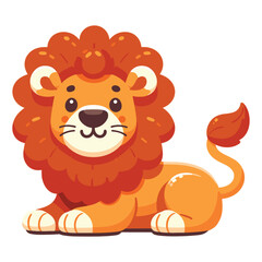 Obraz premium Cartoon lion flat style isolated on solid white background