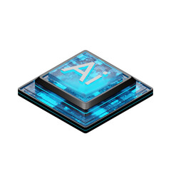 AI processor chip, 3D illustration, not AI generated