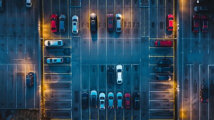 A car park at night - Arial shot