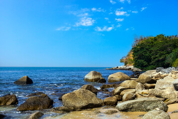 Rock and sea way to Krating cape in summer Phuket