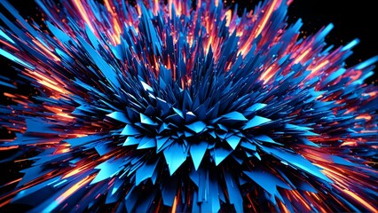 a blue and orange explosion with flames, abstract background. Generative AI.