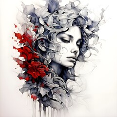 Fototapeta premium drawing a beauty creative of a woman's feelings