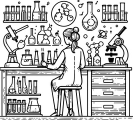 Laboratory illustration artificial intelligence creation.
