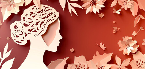 Exquisitely crafted paper-cut portrait of a mother with a large empty space for Mother's Day wishes.