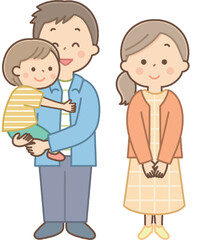 可愛い３人家族のイラスト