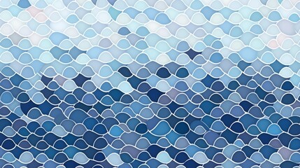 A blue and white background featuring various sized circles in different shades of blue and white