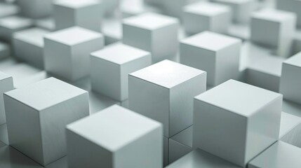 Minimalist 3D cubes scattered across a clean backdrop, perfect for architectural and designfocused media