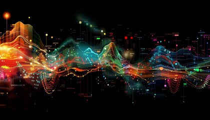 Stock market graph with moving averages, ideal for identifying trends and reversal points