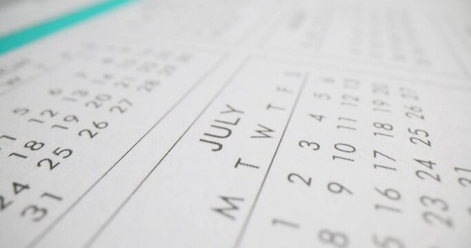 Printed calendar designed for easy date tracking in office