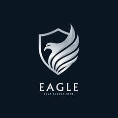 Head eagle shield logo template vector