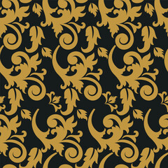 Damask seamless pattern element. Vector floral damask ornament vintage.