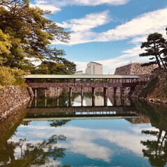 Japanese castle moat bridge