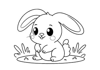 Coloring page of little baby rabbit for kids coloring book